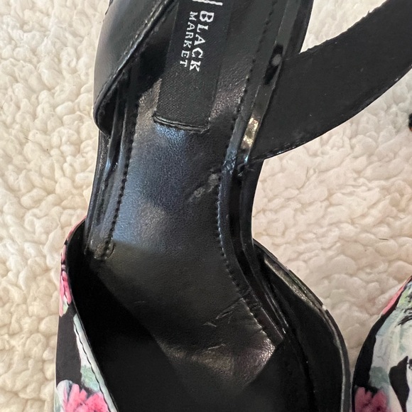 White House Black Market Women’s Size US 5 1/2 Leather Outsole Floral Slingback - Picture 7 of 11